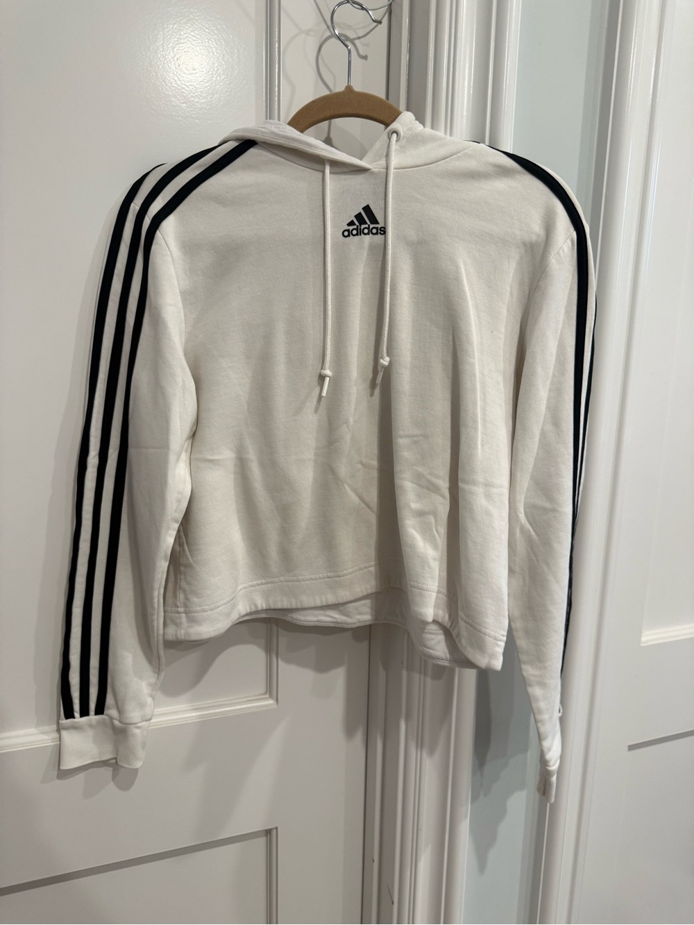adidas White Hoodie with Black Stripes